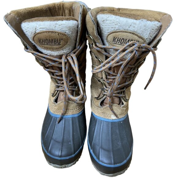 Khombu Womens Insulated Duck Snow Boots Size 6M Leather Cozy Winter Footwear - Picture 3 of 11